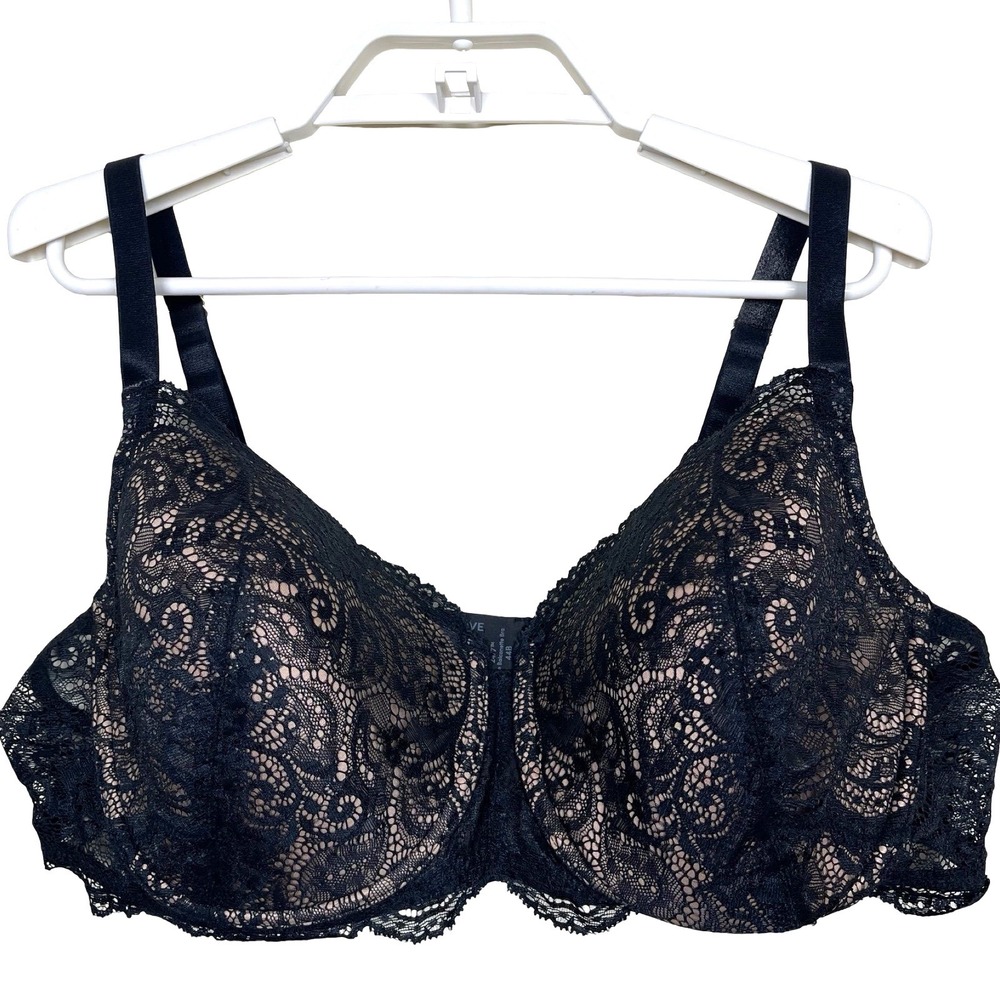 ThirdLove 24/7 Lace Balconette Bra Womens 44B Black Floral Underwire